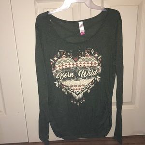 Dark green “Born Wild” sweater